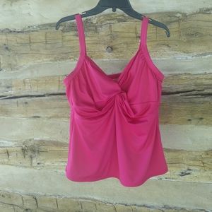 Miraclesuit Pink Twist Front Tankini Top Size 20W
